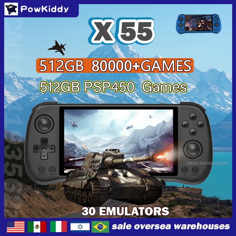 Retro Gaming Best Console - 80000Games 512G POWKIDDY X55 5.5INCH IPS