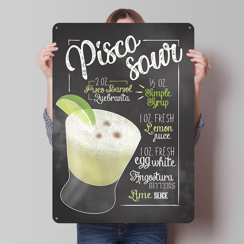 Retro Gaming Bar - Pisco Sour Cocktail Bar Tinplate Poster