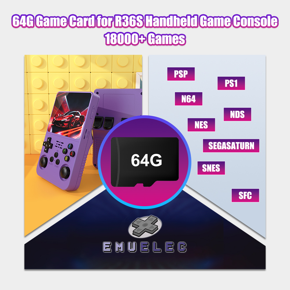 Retro Gaming R36S - 64G Game TF Card for R36S