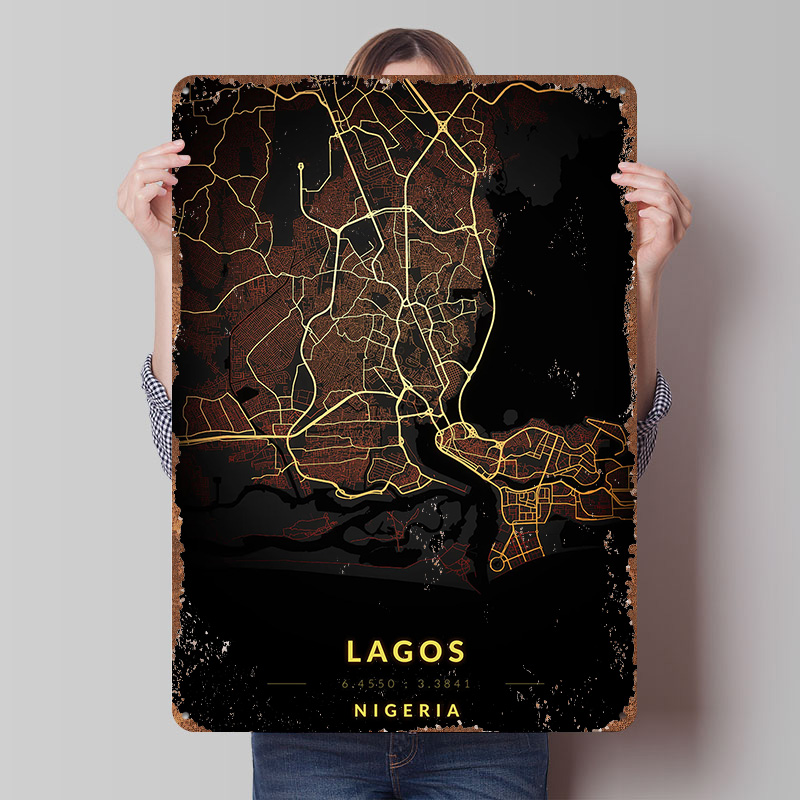 Lagos City Map Poster Customiz - đánh giá và giá Retro Gaming Bar