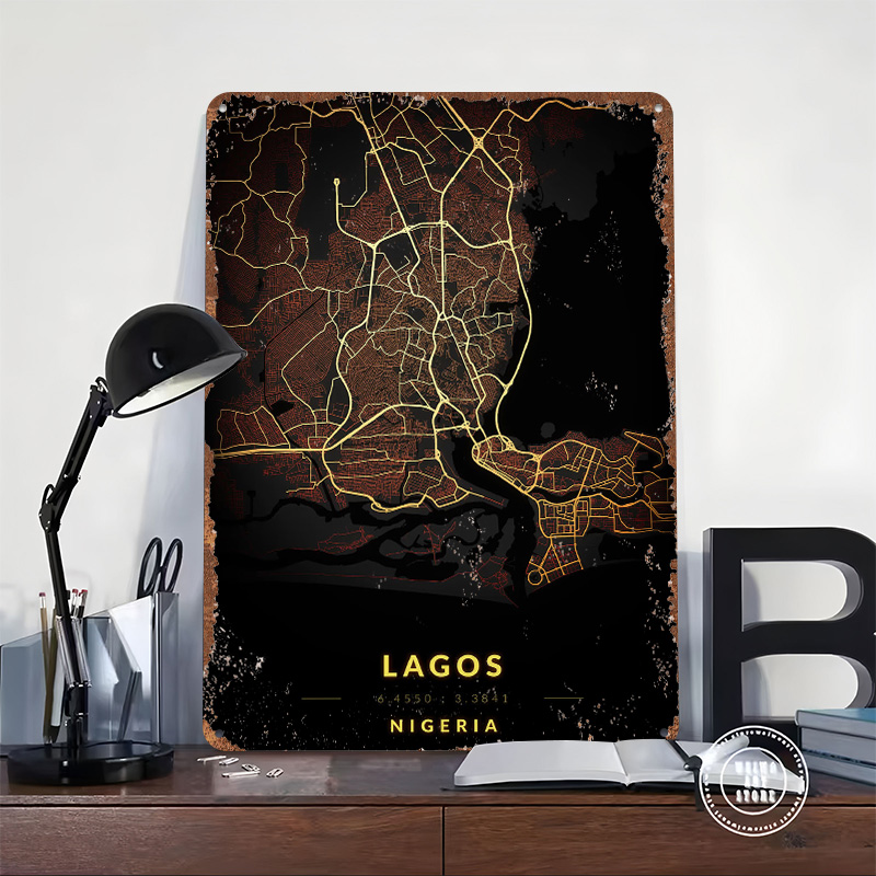 Lagos City Map Poster Customiz - đánh giá và giá Retro Gaming Bar