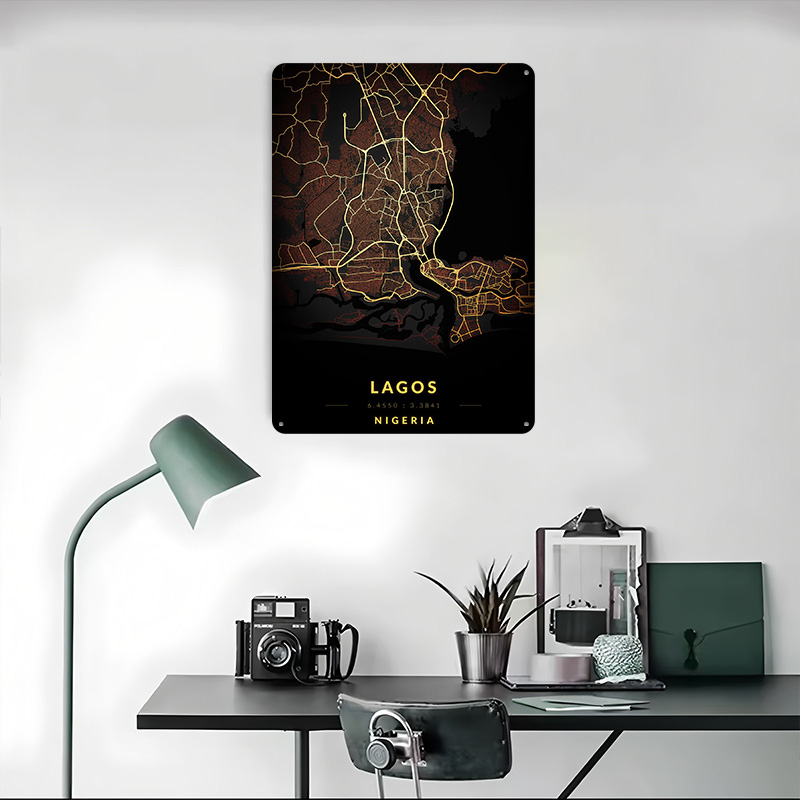 Lagos City Map Poster Customiz - đánh giá và giá Retro Gaming Bar