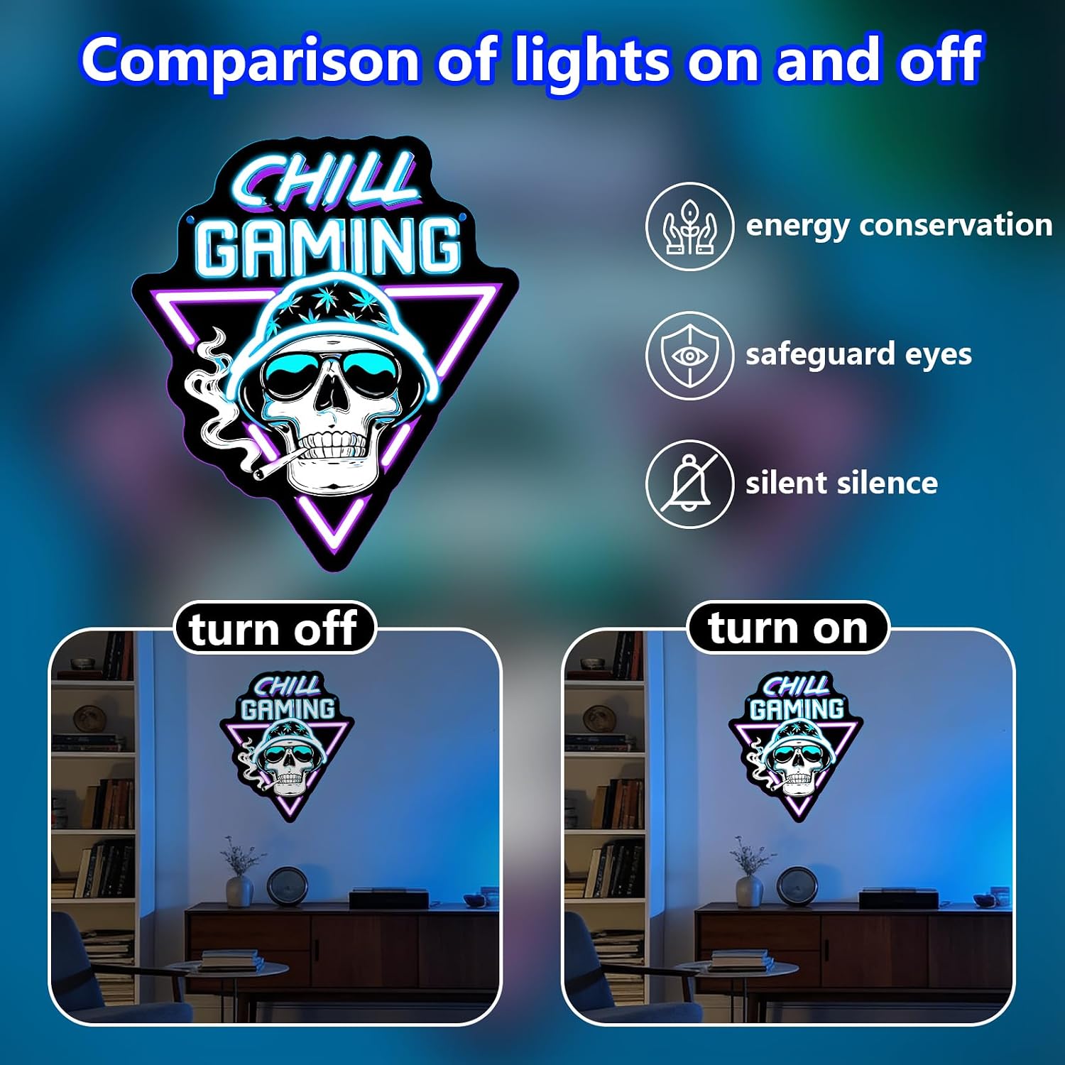  Chill Gaming Skull LED Neon  - đánh giá và giá Retro Gaming Bar