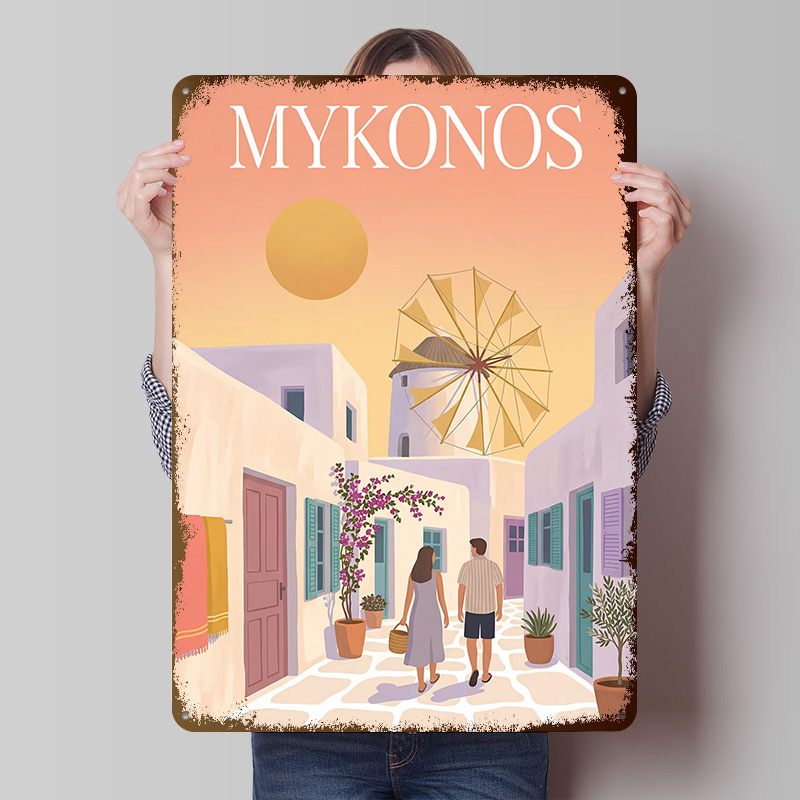 Mykonos Greece Metal Poster Cu - đánh giá và giá Retro Gaming Bar