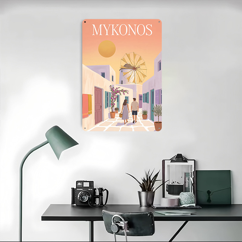 Mykonos Greece Metal Poster Cu - đánh giá và giá Retro Gaming Bar