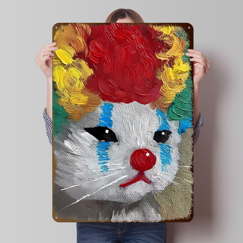 Sad Clown Cat Painting Tinplat - đánh giá và giá Retro Gaming Gadgets