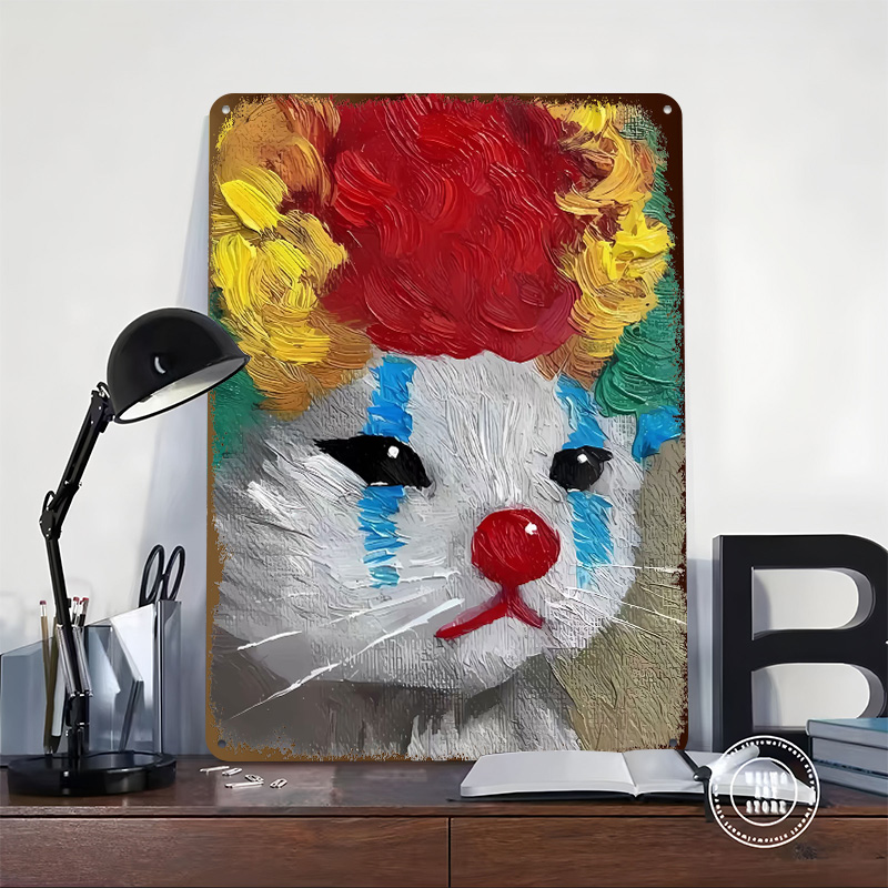 Sad Clown Cat Painting Tinplat - đánh giá và giá Retro Gaming Gadgets