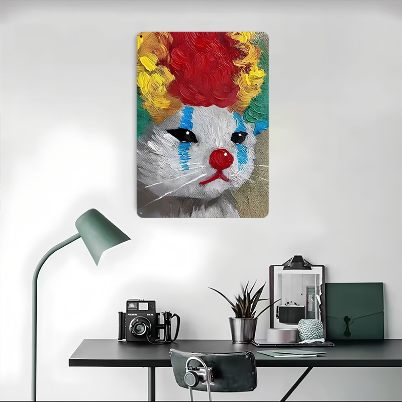 Sad Clown Cat Painting Tinplat - đánh giá và giá Retro Gaming Gadgets